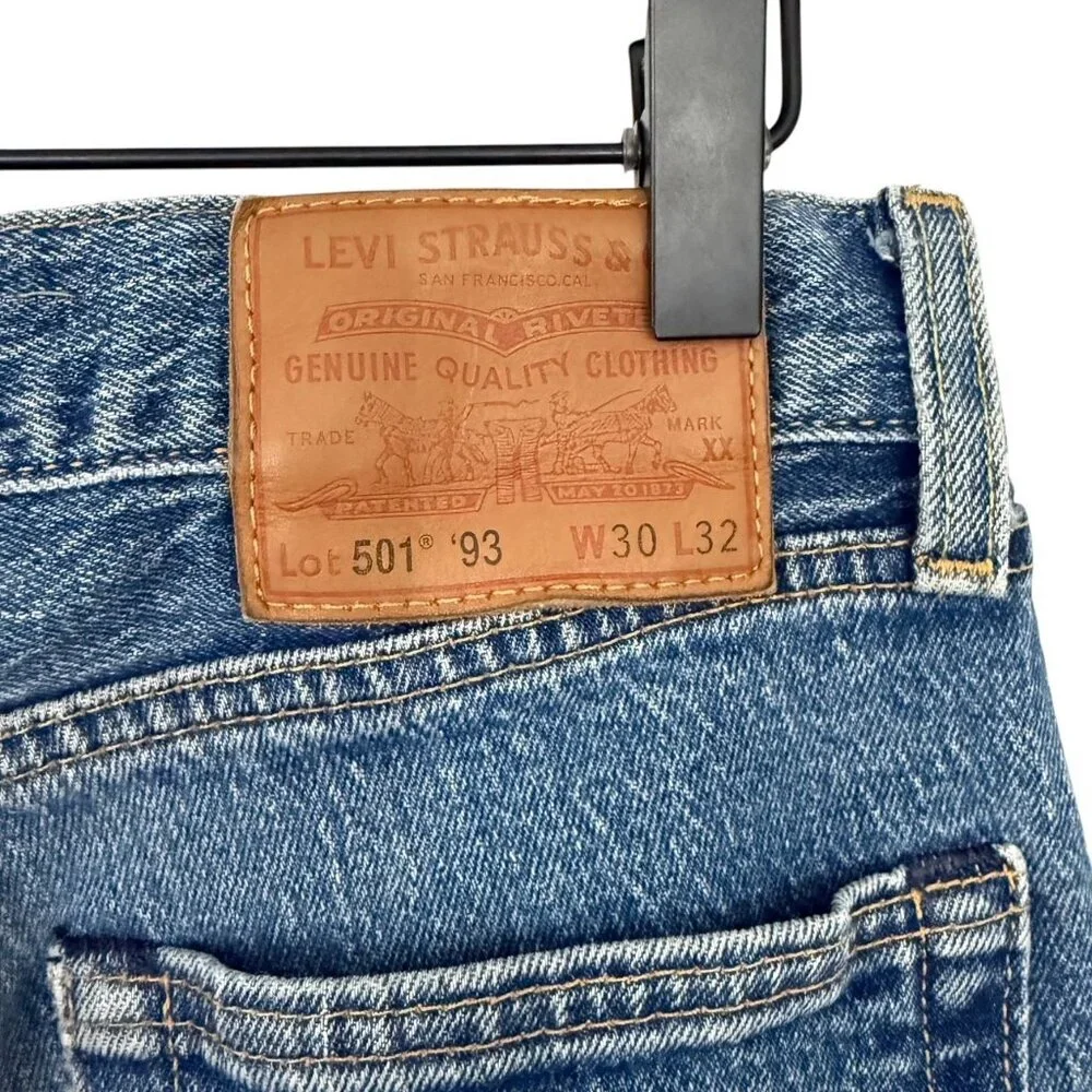 Levis Mens Premium 501 93’ Jeans Straight Cotton Capital E Button Fly Size 30x32